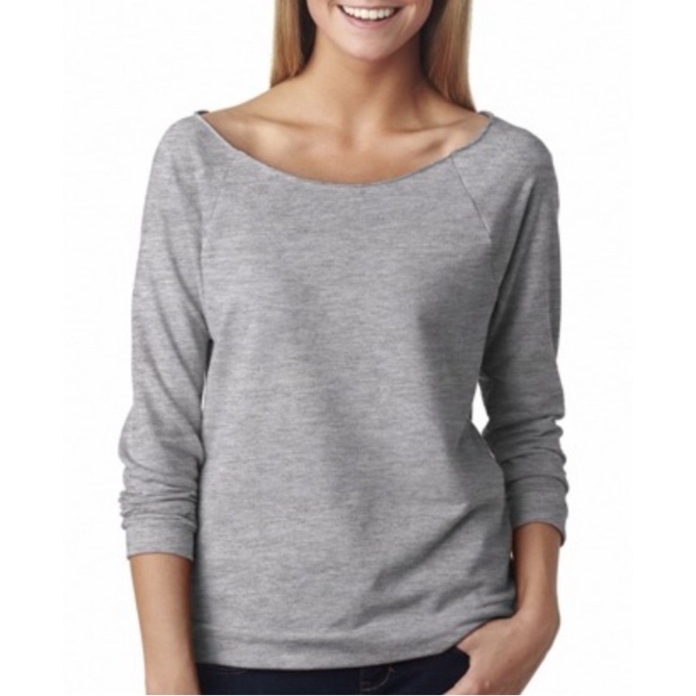 Next Level Apparel Heather Grey Off the Shoulder Top